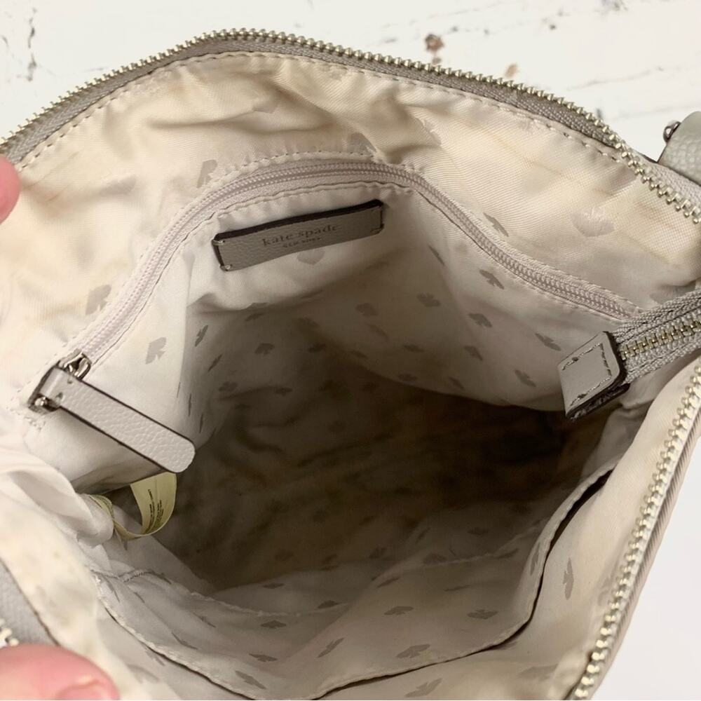 Kate Spade Dawn Soft Taupe Grey Flat Crossbody Purse - Picture 11 of 12